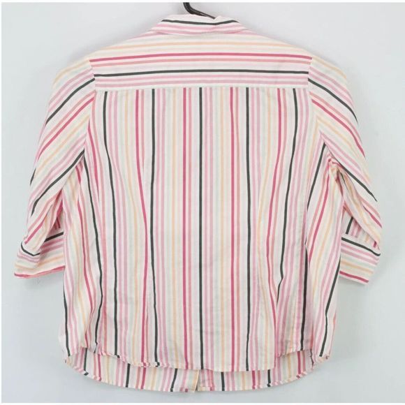 First Issue By Liz Claiborne Women’s Button Up LS Shirt sz 2 Multicolor Striped - Picture 2 of 4